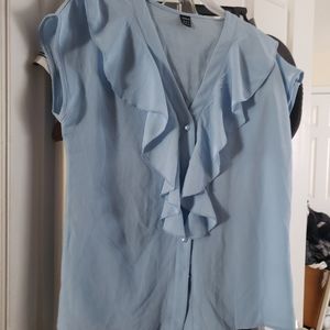 Shein baby blue ruffled blouse